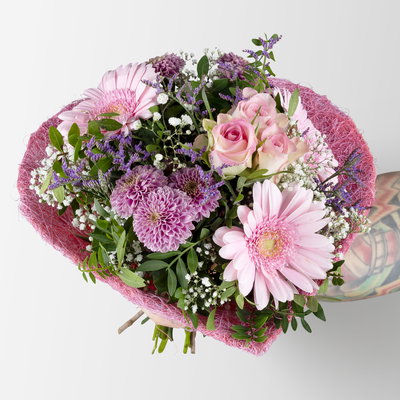 Blumenstrauß 'Lieblingsmensch' pink, handgebunden