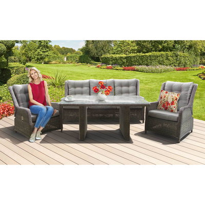 Kölle Geflecht-Sessel 'Heidelberg'  rattanbraun, verstellbar, inkl. Auflage