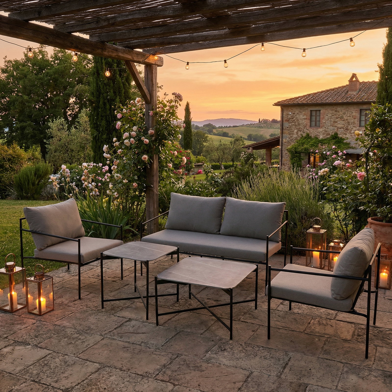 Loungegruppe 'Sofia II', 5tlg., schwarz