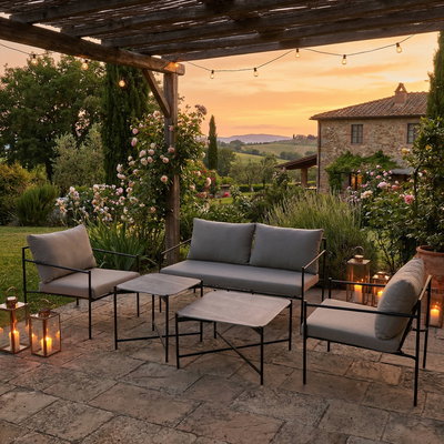 Loungegruppe 'Sofia II', 5tlg., schwarz