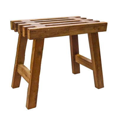Hocker eckig aus recyceltem Teakholz, ca. 50x30x43 cm
