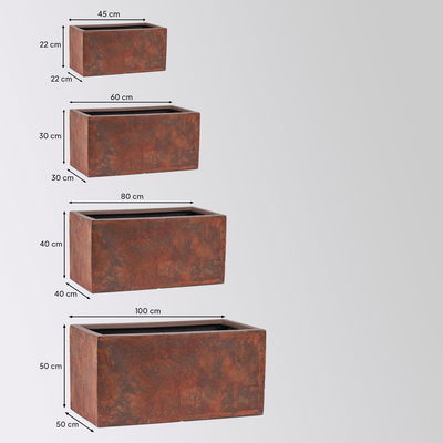 Kölles Beste Pflanzgefäß 'Rectangulae', rost, 4-teilig