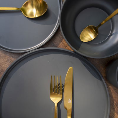 Bo-Camp Geschirrset 'Patom', 16tlg., anthrazit, Melamin Bo-Camp Geschirrset 'Patom', 16tlg., anthrazit, Melamin