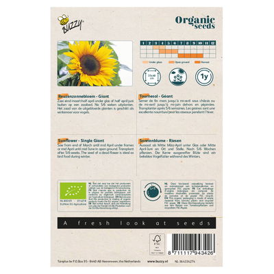 Bio Blumensamen, Bio-Sonnenblum 'Riesen', gelb, 3 g Bio Blumensamen, Bio-Sonnenblum 'Riesen', gelb, 3 g