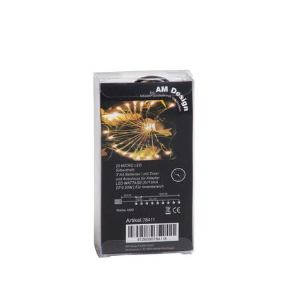 LED Silberdraht, warmweiß, Länge ca. 1,8 Meter LED Silberdraht, warmweiß, Länge ca. 1,8 Meter