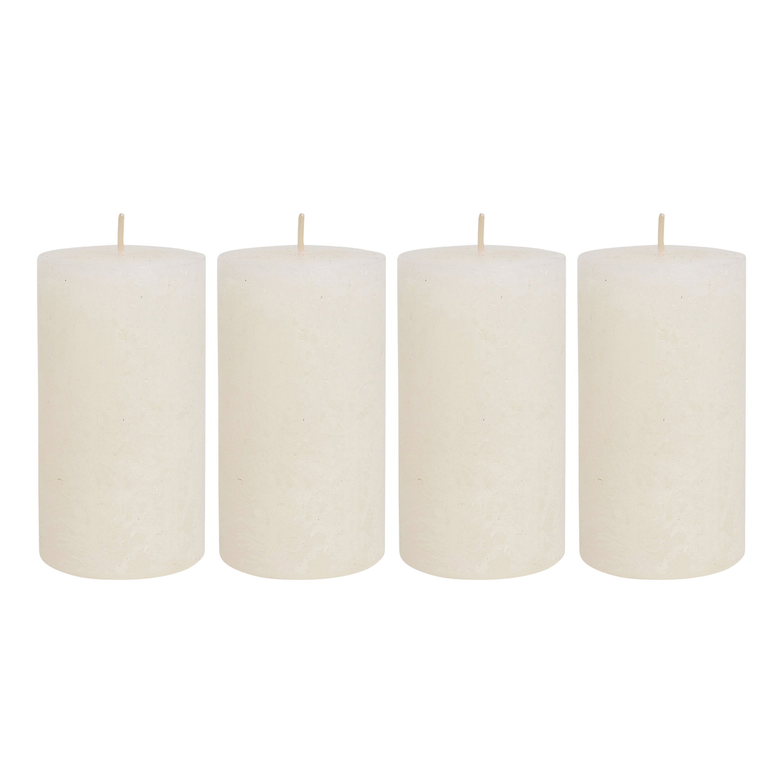 Safe Candle Stumpenkerzen 'Rustic', wollweiß, 4 Kerzen je Ø 6 x H 11 cm