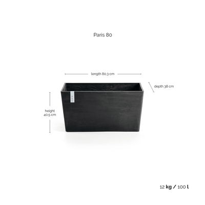 Ecopots Pflanzkasten 'Paris', dunkelgrau, ca. 80 x 38 x H 40 cm Ecopots Pflanzkasten 'Paris', dunkelgrau, ca. 80 x 38 x H 40 cm