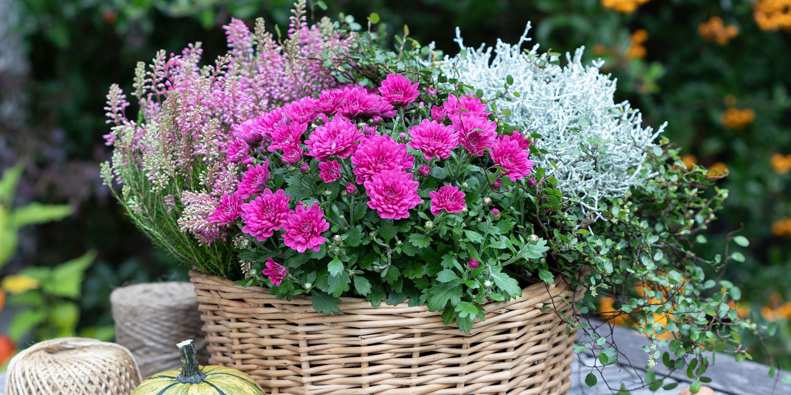 Herbstblumen Korb