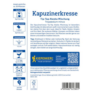 Blumensamen, Kapuzinerkresse 'Tip-Top Alaska', gelb