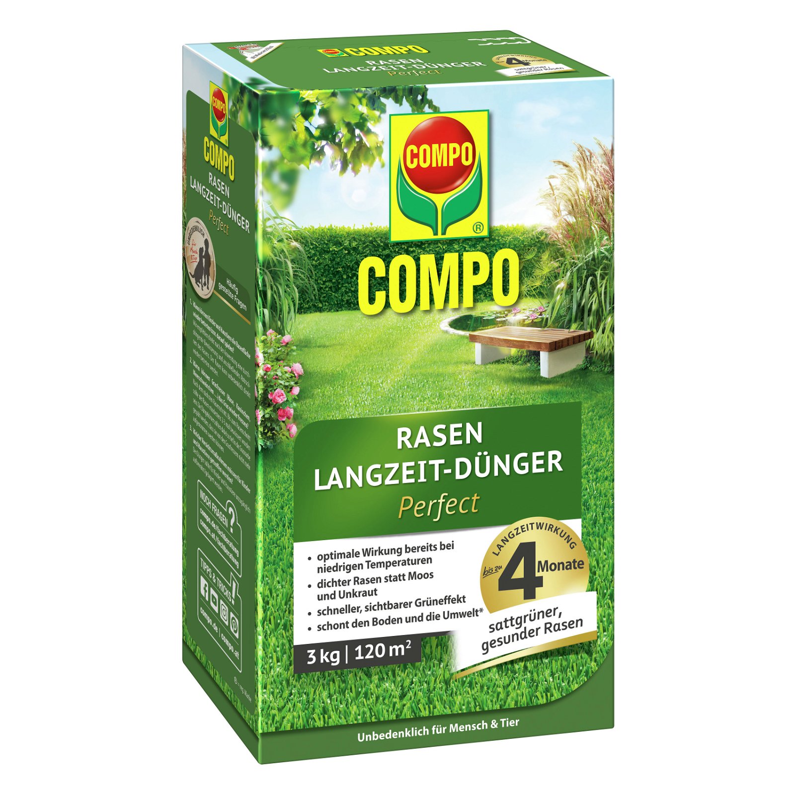Compo Rasen Langzeitdünger Perfect, 3 kg für 120qm