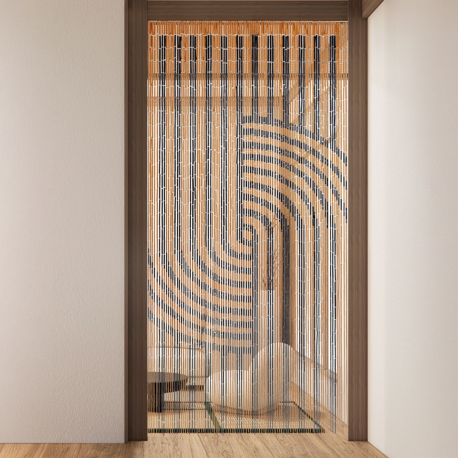 Conacord Dekovorhang 'Japandi', beige/schwarz, ca. 200 x 90 cm Conacord Dekovorhang 'Japandi', beige/schwarz, ca. 200 x 90 cm