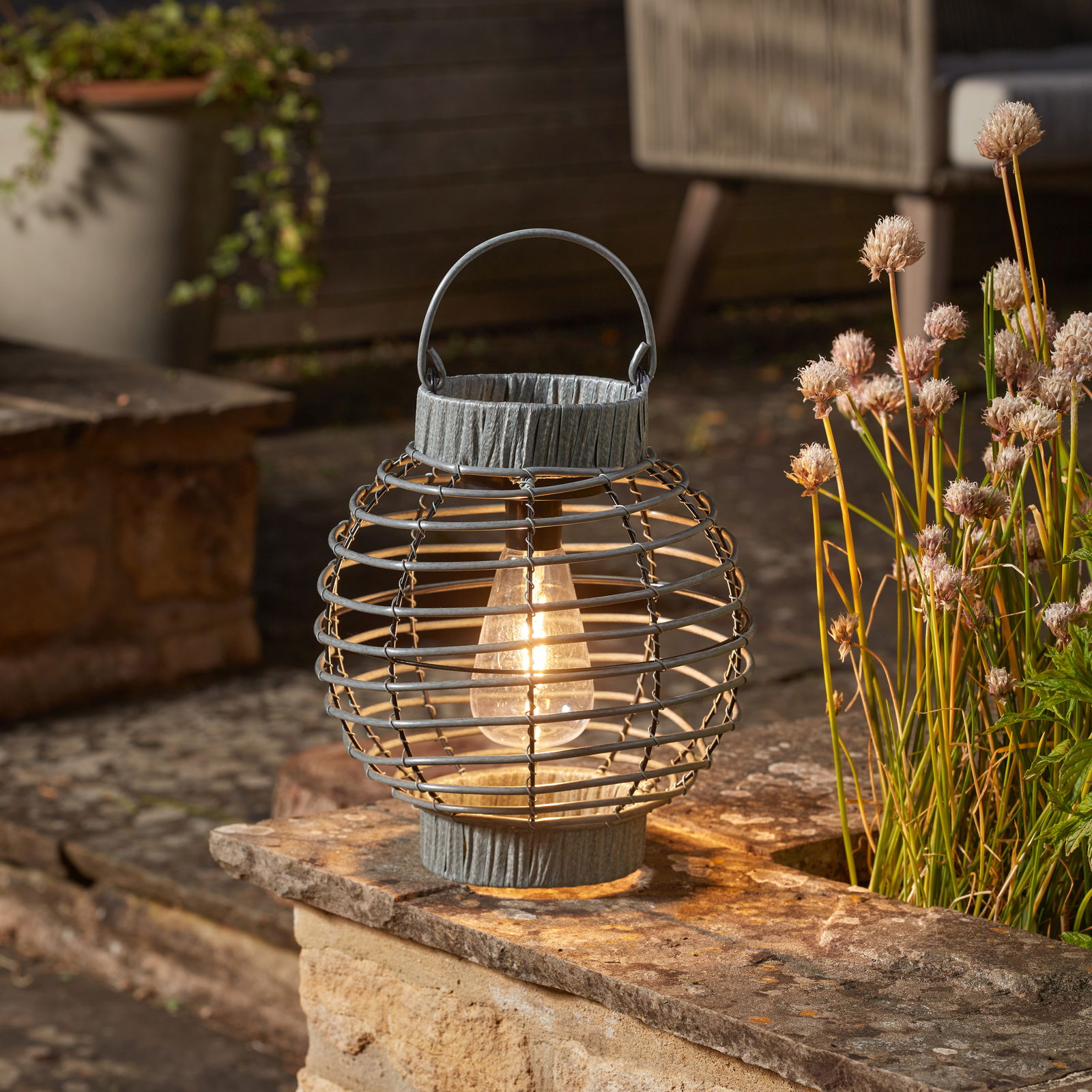 Solarlaterne 'Terra', grau, ca. Ø23 cm