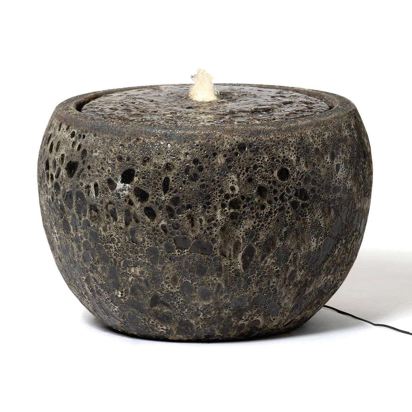 Kirschke Steingutbrunnen 'Maui', gelb/schwarz, Ø 53 x H 38 cm Kirschke Steingutbrunnen 'Maui', gelb/schwarz, Ø 53 x H 38 cm