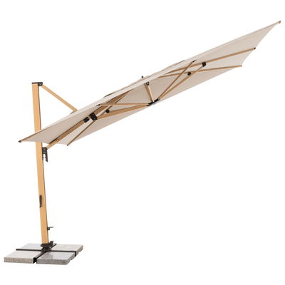 Doppler Pendelschirm 'Alu-Wood XL LED Ultra', natur, ca. 400 x 300 cm