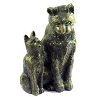 Rottenecker Bronze-Katze mit Baby, 22 x 13,5 x 11 cm