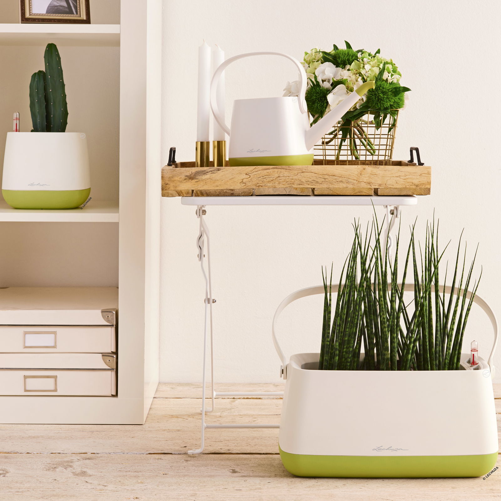 Lechuza 'Yula' Gießkanne, weiß/pistaziengrün seidenmatt, 1,7 Liter