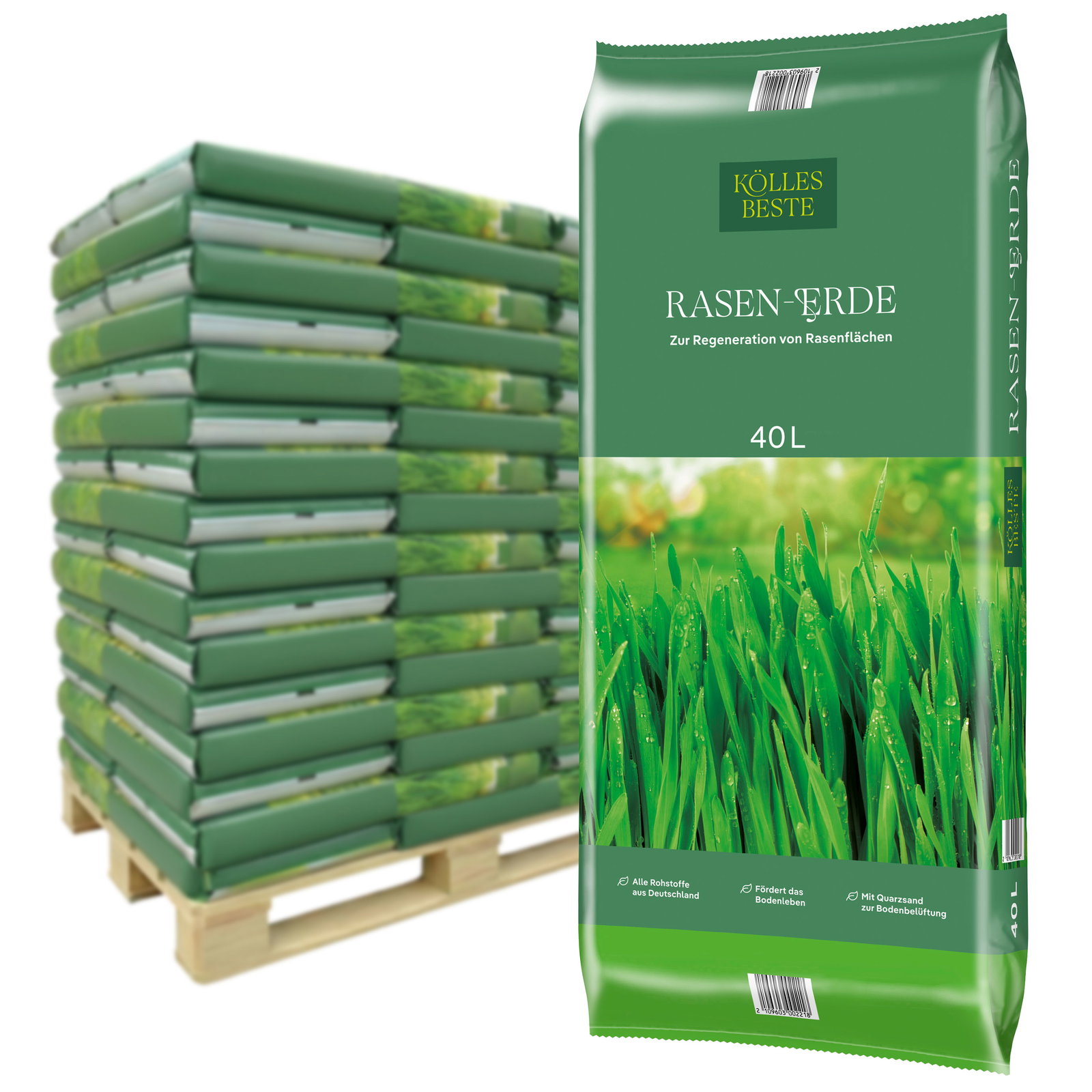 Kölles Beste Rasenerde, torfreduziert, 30 Sack à 40 l, gesamt 1200 Liter