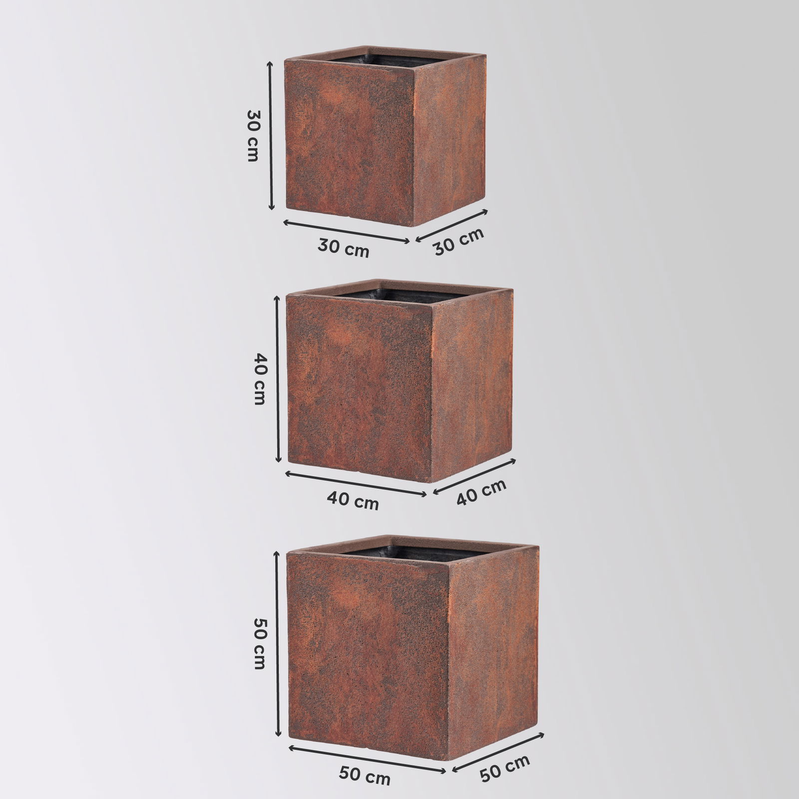 Kölles Beste Pflanzgefäß 'Square', rost, 3-teilig