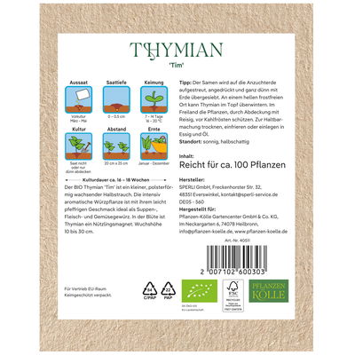 Kölle Bio Kräutersamen, Thymian 'Tim'