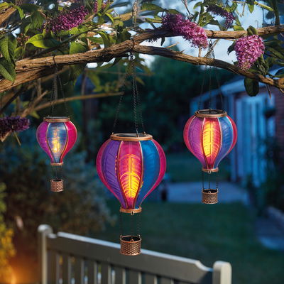 Solarlaterne Heißluftballon 'Aurora S', bunt, ca. Ø11 x H37 cm