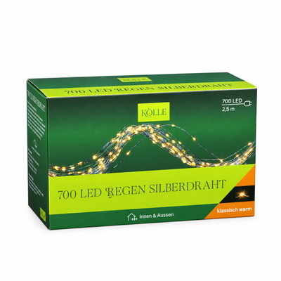 Kölle LED Silberdraht Regen, klassisch warm, 700 LEDs, Länge ca. 2,5 m Kölle LED Silberdraht Regen, klassisch warm, 700 LEDs, Länge ca. 2,5 m