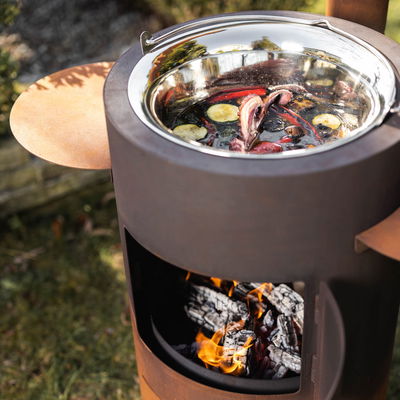 Fondue, Outdoor-Ofen 77 inkl. Pfanne mit Deckel, rost, 180 x 85 x 62 cm Fondue, Outdoor-Ofen 77 inkl. Pfanne mit Deckel, rost, 180 x 85 x 62 cm