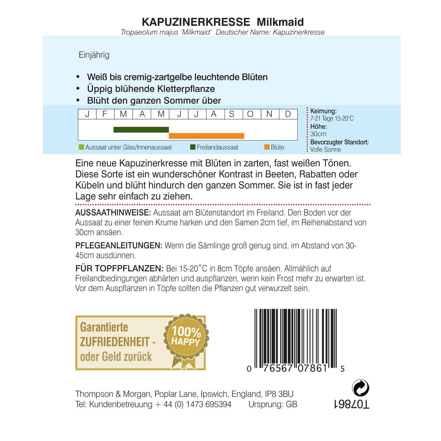 Thompson & Morgan Blumensamen Kapuzinerkresse 