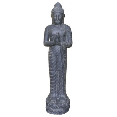 Buddha stehend, schwarz, Steinguss, 44 x 35 x 158 cm, 148 kg Buddha stehend, schwarz, Steinguss, 44 x 35 x 158 cm, 148 kg