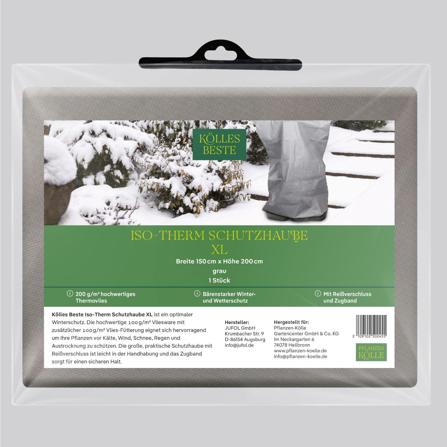 Kölles Beste Iso-Therm Schutzhaube XL, grau, B150 x H200 cm Kölles Beste Iso-Therm Schutzhaube XL, grau, B150 x H200 cm