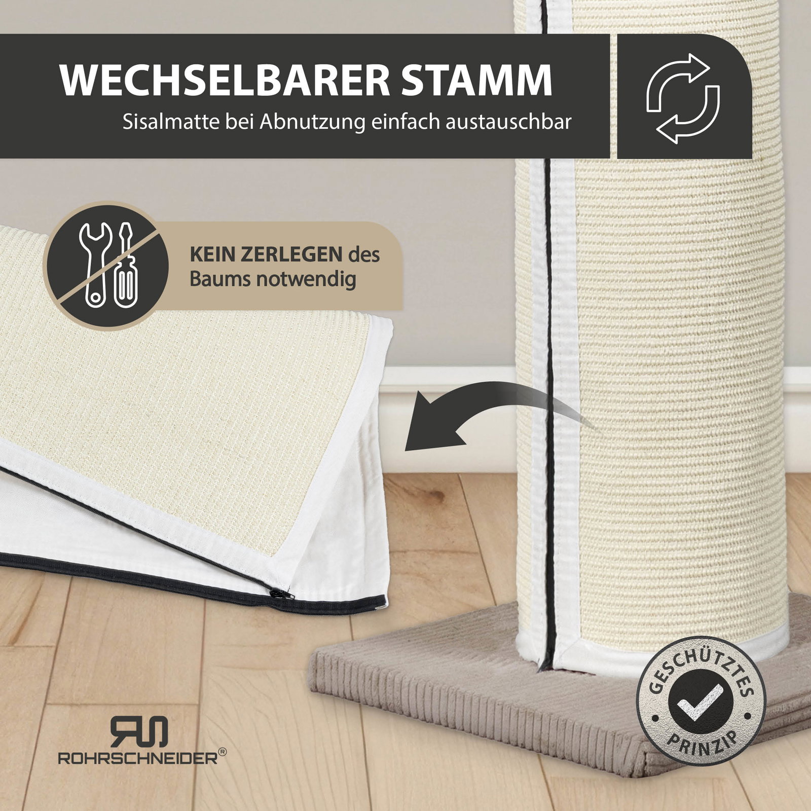 Rohrschneider Kratzbaum XXL Cord, Gr. 1, taupe, Höhe ca. 107 cm Rohrschneider Kratzbaum XXL Cord, Gr. 1, taupe, Höhe ca. 107 cm
