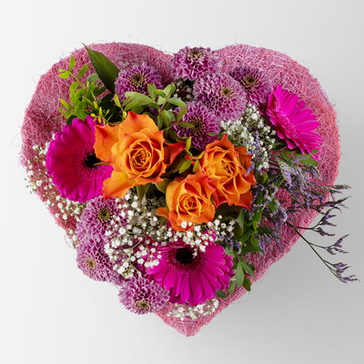 Blumenstrauß 'Lieblingsmensch' pink & orange, handgebunden