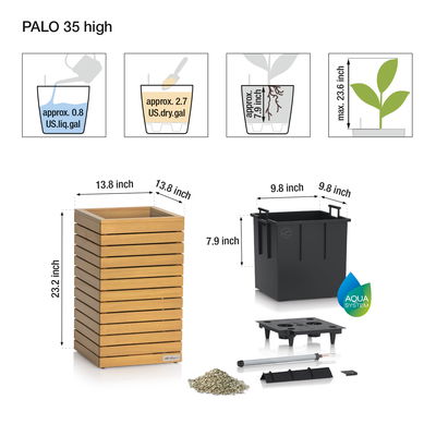 Lechuza Pflanzgefäß 'Palo Natural Wood 35', ca. 35 x 35 x H 59 cm