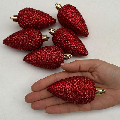 Glitter Zapfen, 6er-Set, weihnachtsrot, Höhe ca. 8 cm Glitter Zapfen, 6er-Set, weihnachtsrot, Höhe ca. 8 cm