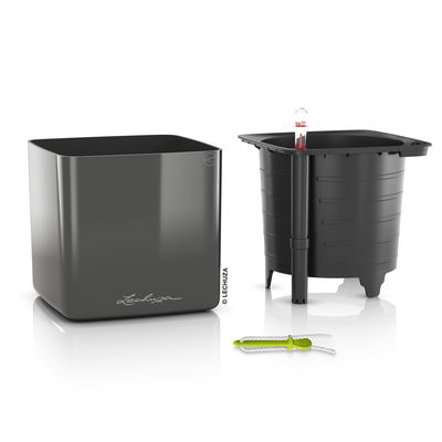 Lechuza 'Cube Glossy 16', anthrazit, ca. 17 x 17 x H 16 cm