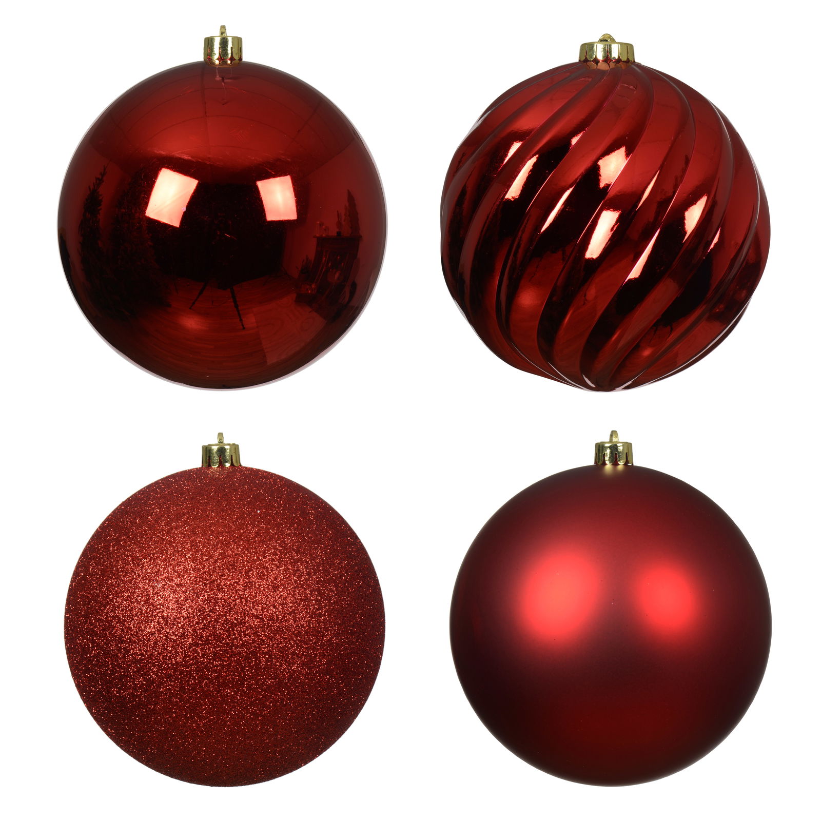 Christbaumkugeln, 4er-Set, weihnachtsrot, ca. Ø 14 cm