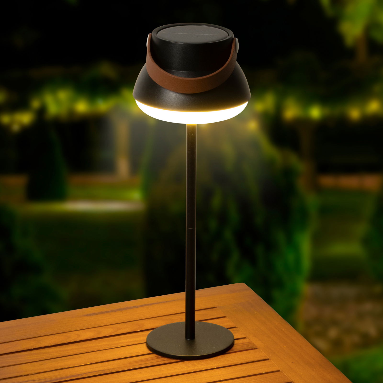 Solar-Tischlampe, schwarz, Höhe ca. 36,5 cm