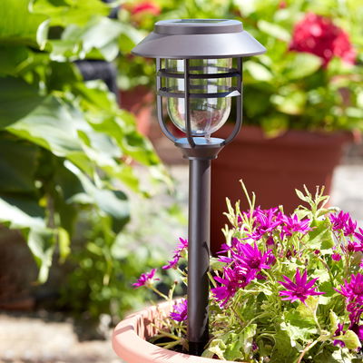 Solarpfahlleuchte Avant, 5 Literumen, silber, ca. 43 x 13,3 x 13,3 cm