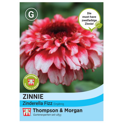 Thompson & Morgan Saatgut Zinnie 'Zinderella Fizz', rotweiß