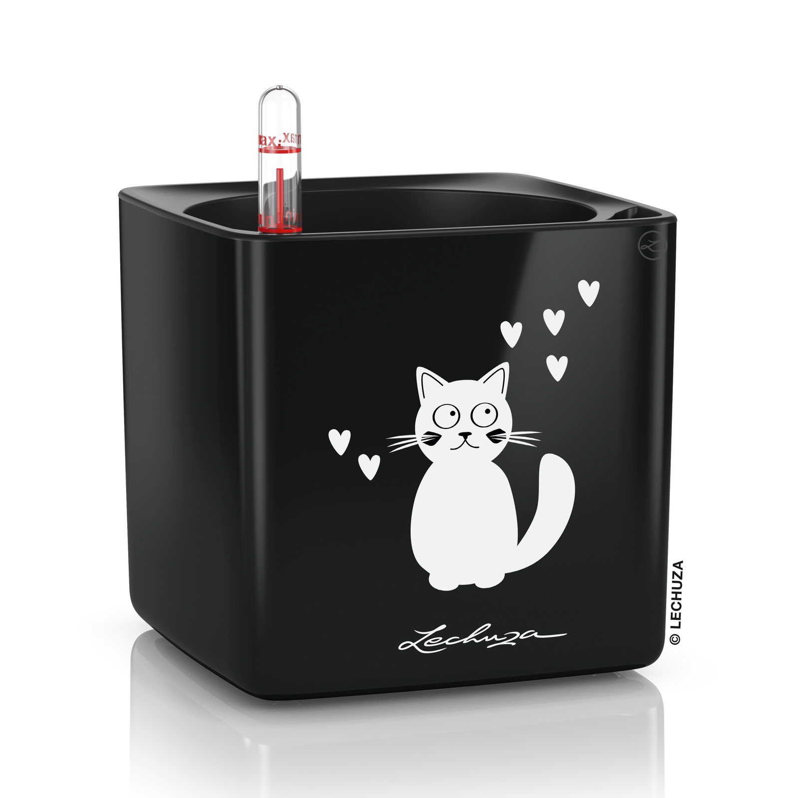 Lechuza® 'Cube Glossy Cat 14, schwarz highgloss, 14 x 14 x H 13,5 cm