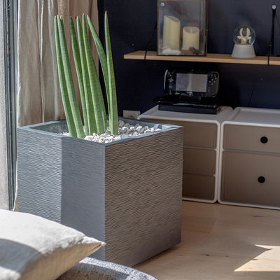 Eda Pflanztrog 'Graphit Dado', anthrazit, ca. 39,5 x 39,5 x H 43,5 cm