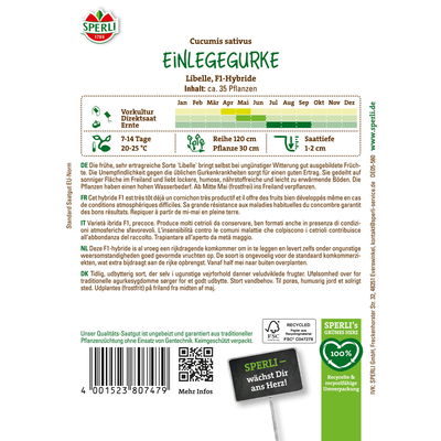 Sperli Saatgut Einlegegurke 'Libelle', grün