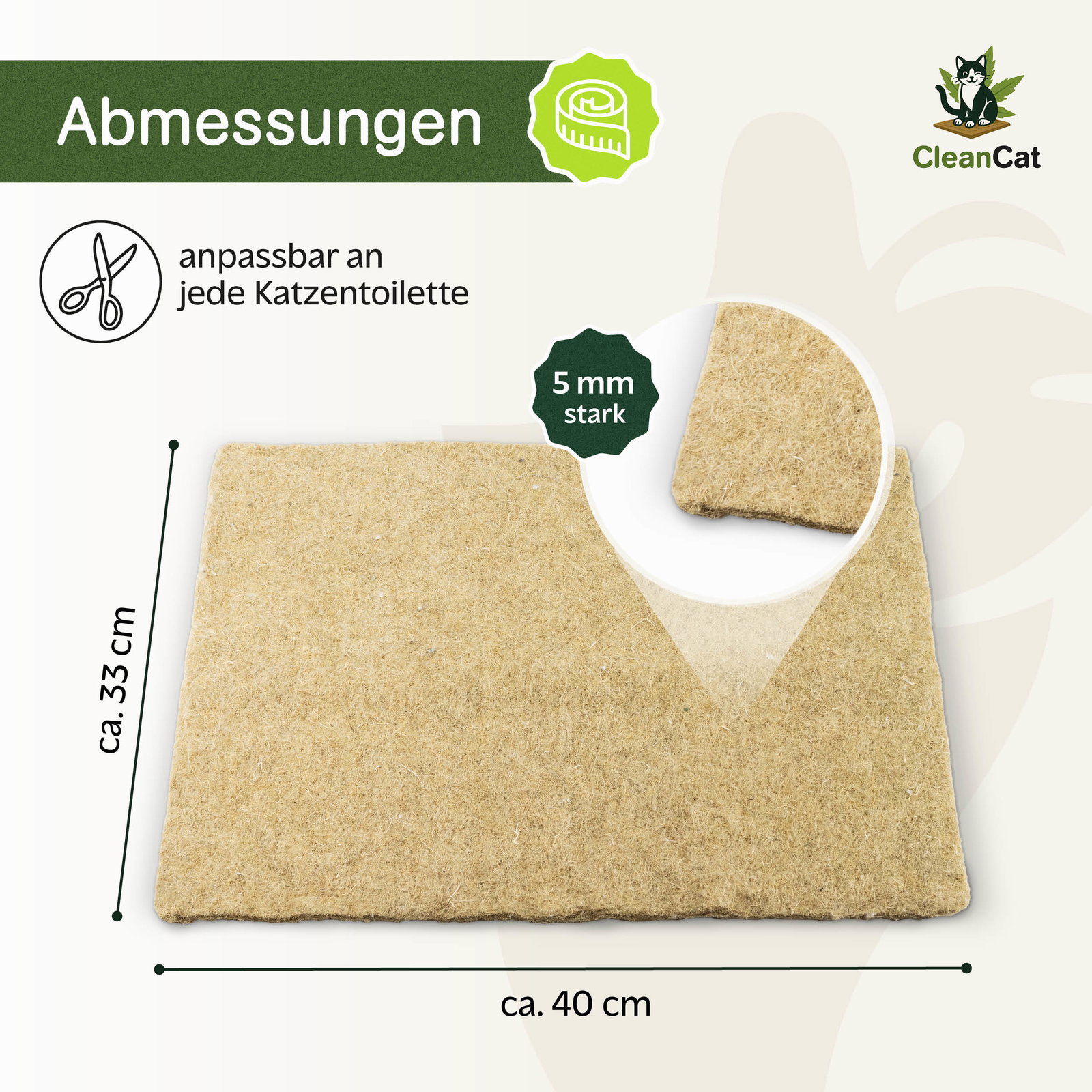 Rohrschneider Clean Cat Hanfmatte, 10er-Set, ca. 33 x 40 x H0,5 cm Rohrschneider Clean Cat Hanfmatte, 10er-Set, ca. 33 x 40 x H0,5 cm