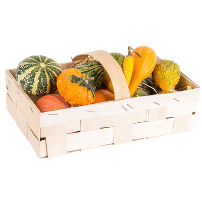 Zier-Kürbis im Spankorb, verschiedene Sorten, 2 Körbe Zier-Kürbis im Spankorb, verschiedene Sorten, 2 Körbe