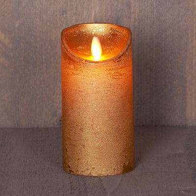 LED Echtwachskerze 'Magic Flame', gold, Ø 7,5 x H 15 cm LED Echtwachskerze 'Magic Flame', gold, Ø 7,5 x H 15 cm