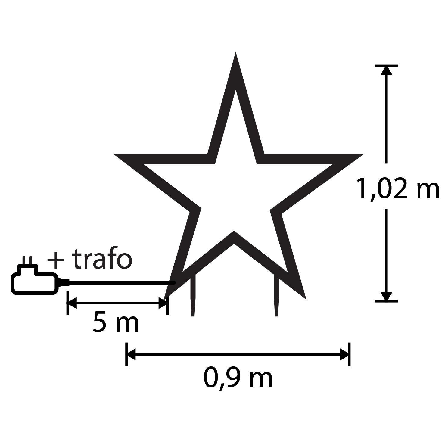 LED-Stern zum Stecken, warmweiß, ca. Ø 90 x H 102 cm