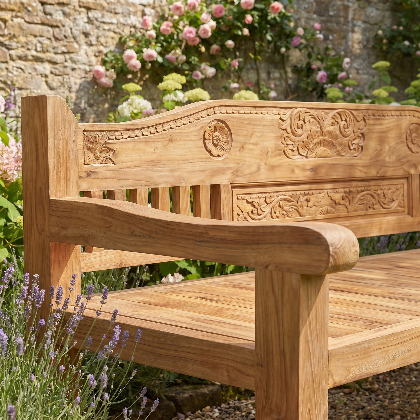 Old Teak Bank Madura, ca. 220 cm lang, Teakholz, recycelt und zertifiziert
