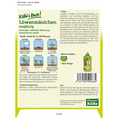 Kölles Beste Blumensamen Löwenmäulchen (Antirrhinum) 