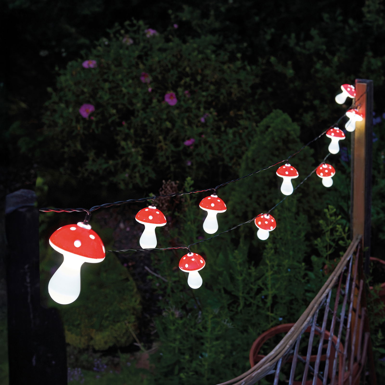 Solarlichterkette 'Pilze', Länge ca. 4,7 m