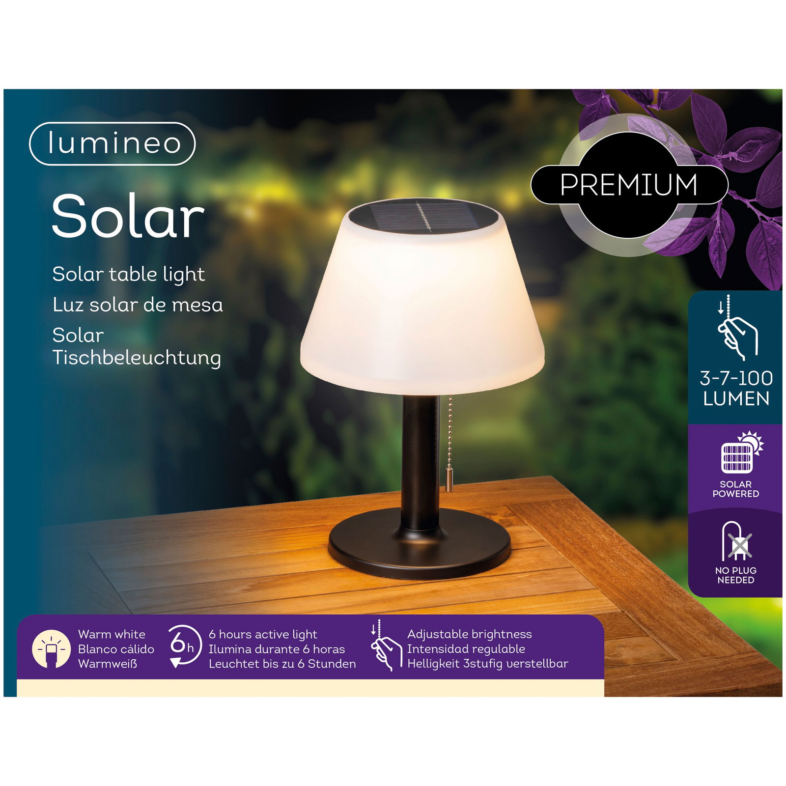Solar-Tischlampe, schwarz/weiß, Ø 20 x H 28 cm