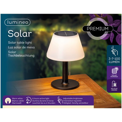Solar-Tischlampe, schwarz/weiß, Ø 20 x H 28 cm Solar-Tischlampe, schwarz/weiß, Ø 20 x H 28 cm